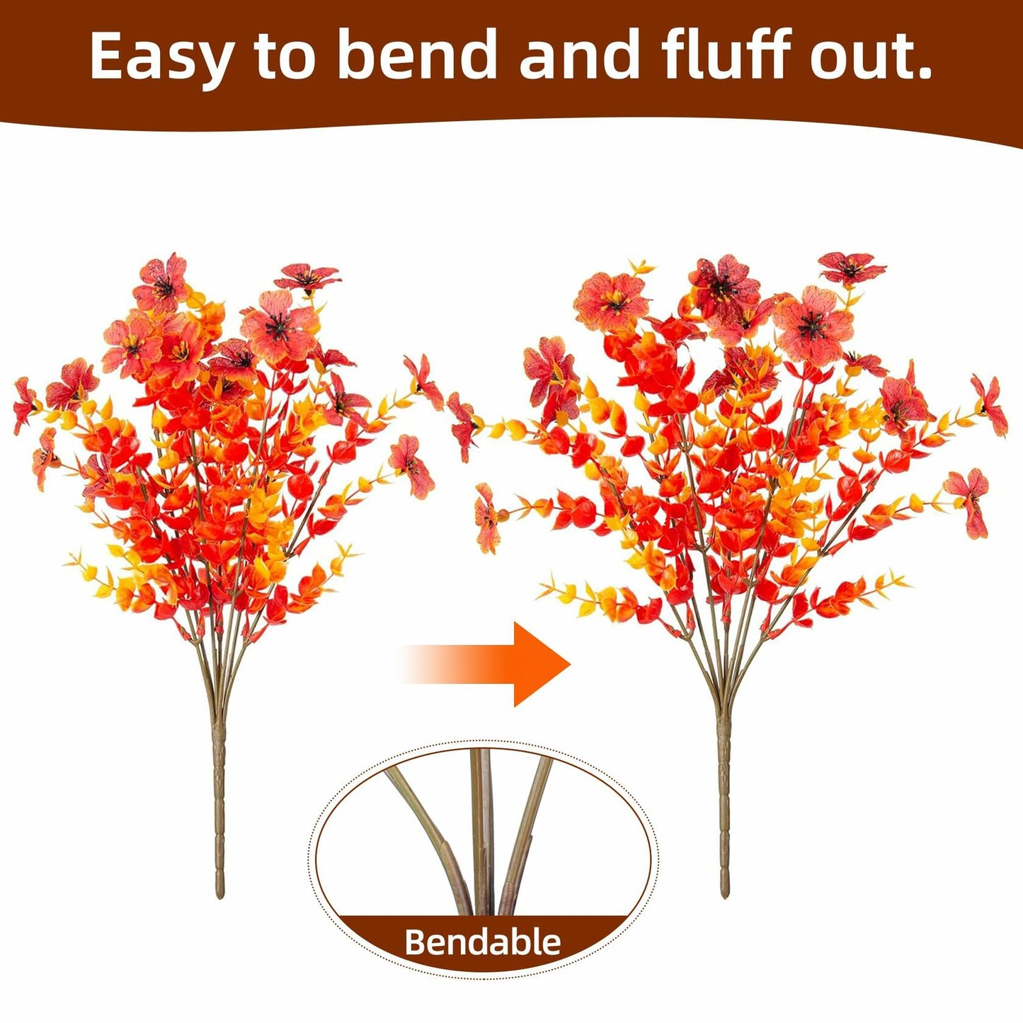 Ivydale Fall Flowers Artificial Mums 12 Bundles UV Resistant Fall-Orange