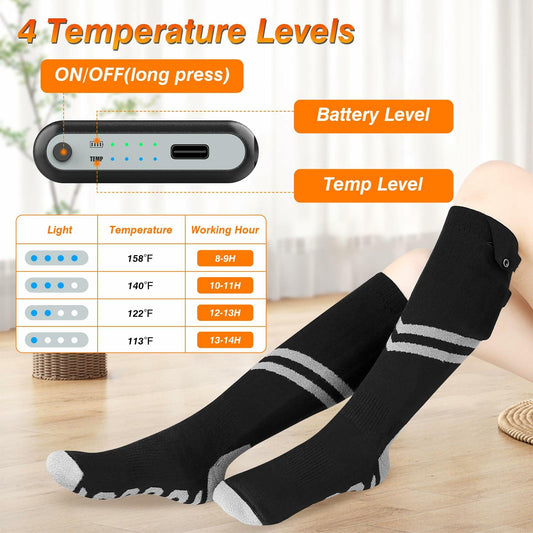 Ferdiiz Rechargeable Heated Socks Electric Foot Warmer 6000mAh Black&Grey