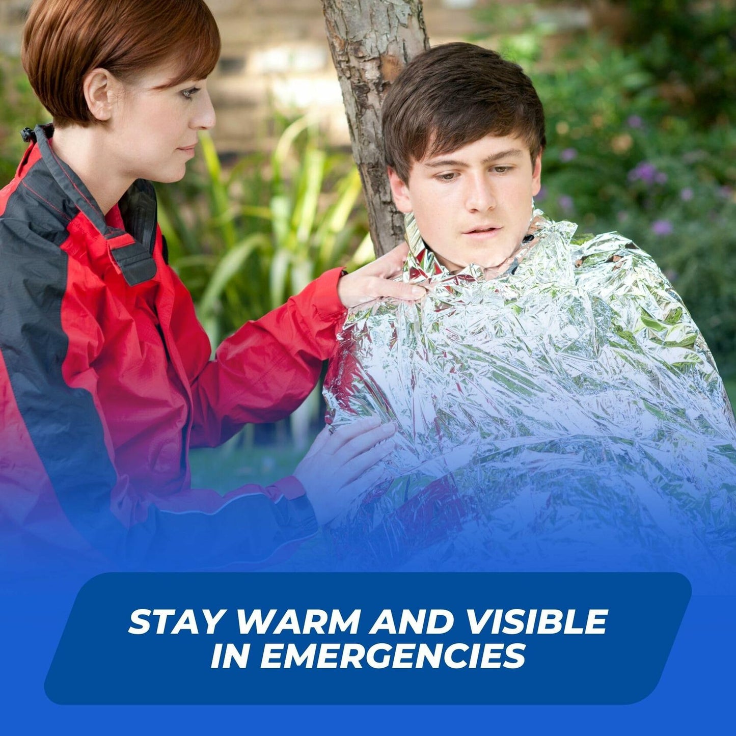 CloudTen Emergency Blanket Bundle 10 Tear Resistant Mylar Blankets Whistle