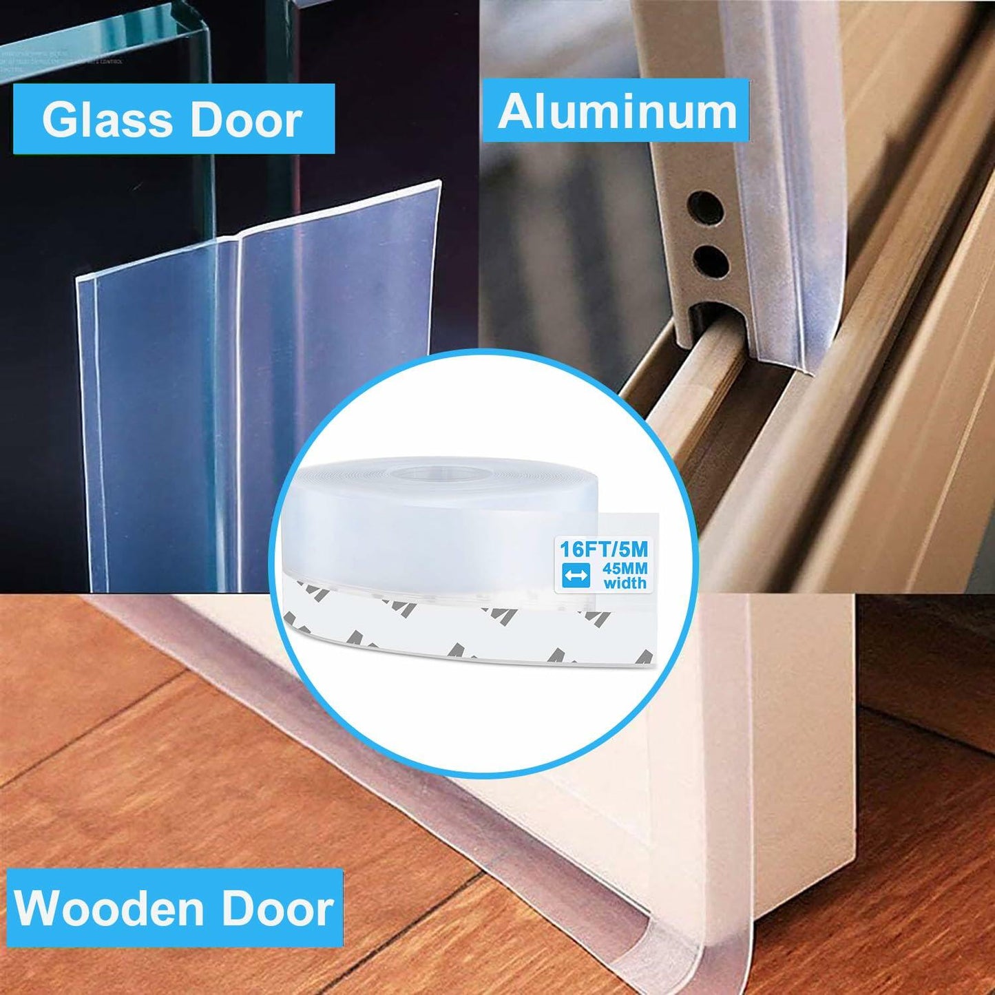 AIMIXUN Weather Stripping Door Seal Silicone Draft Stopper 16.4ft Clear