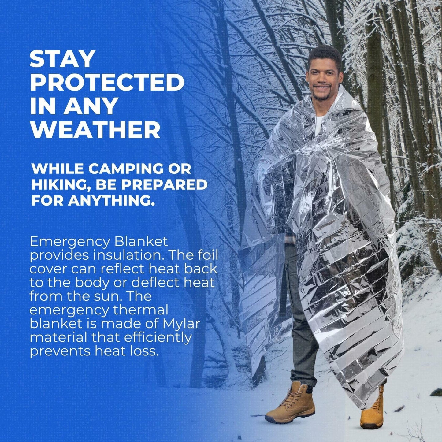 CloudTen Emergency Blanket Bundle 10 Tear Resistant Mylar Blankets Whistle