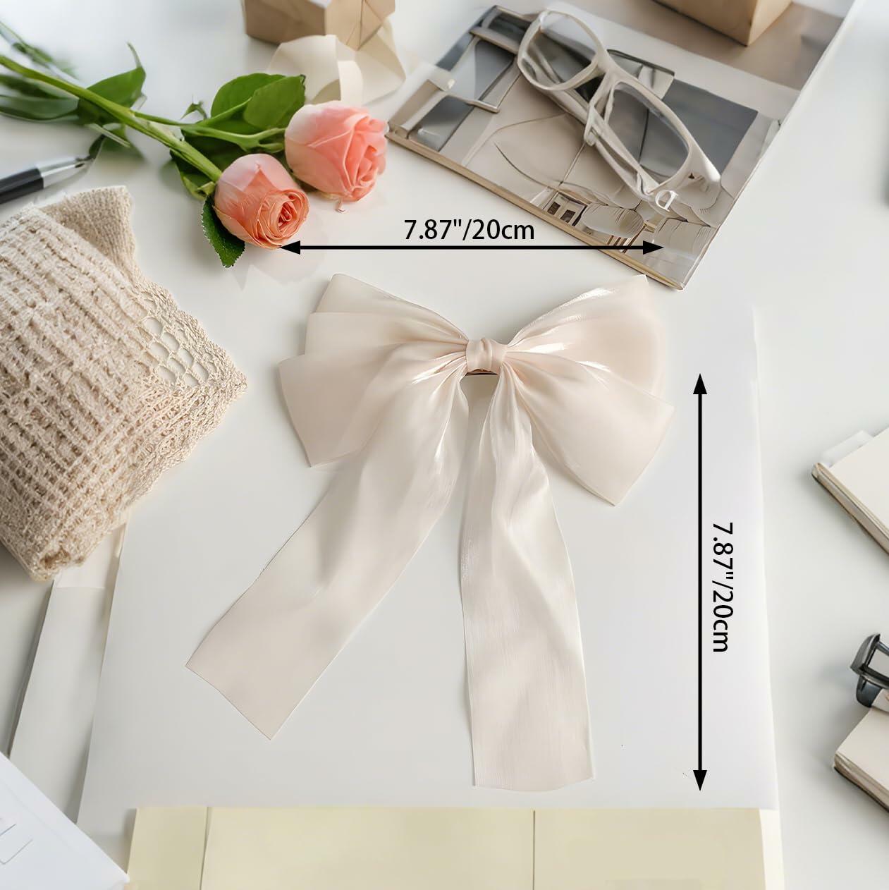 SCORYULE Bow Hair Clips 5PCS Multicolor Tulle Ribbon with Long Tails Girls Women