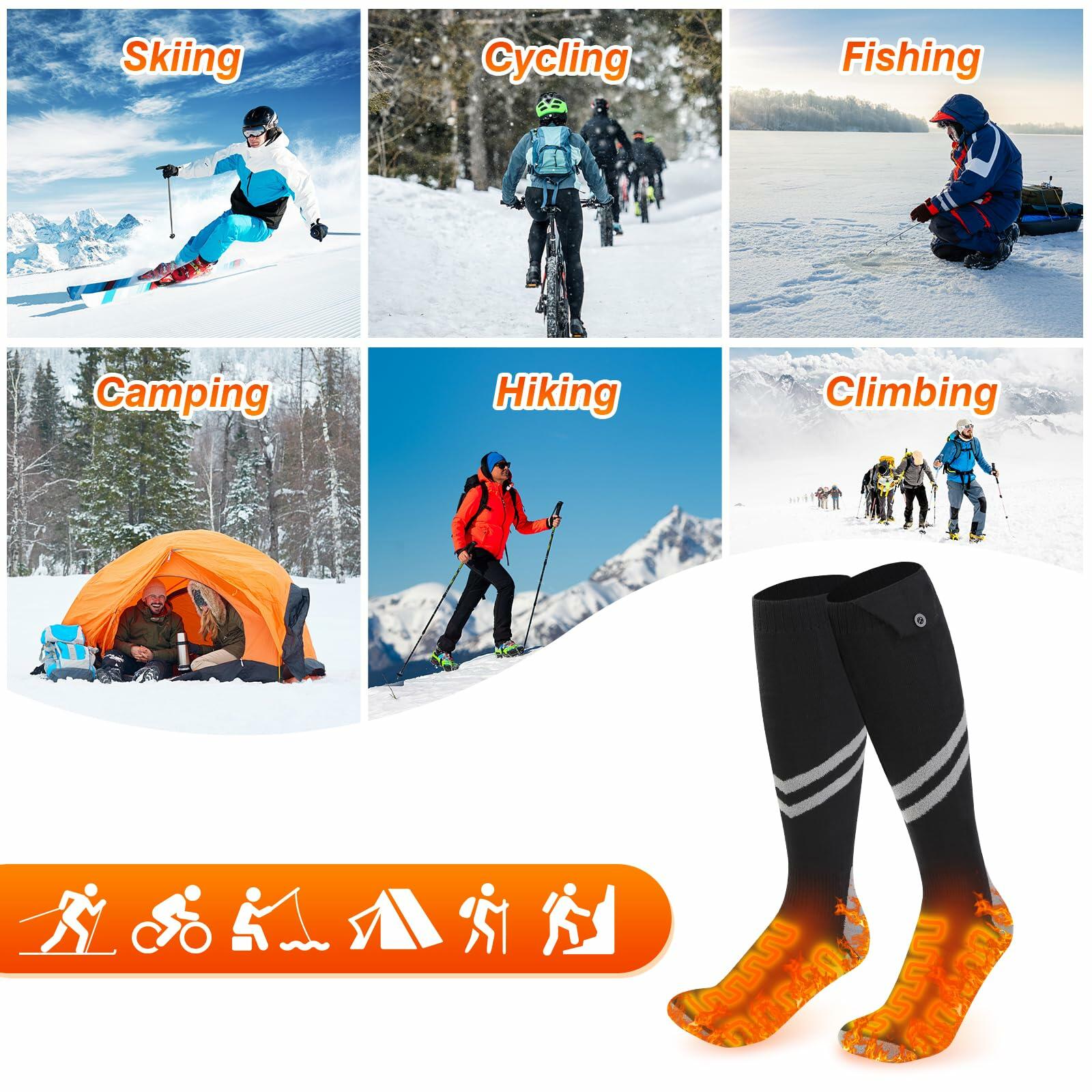 Ferdiiz Rechargeable Heated Socks Electric Foot Warmer 6000mAh Black&Grey