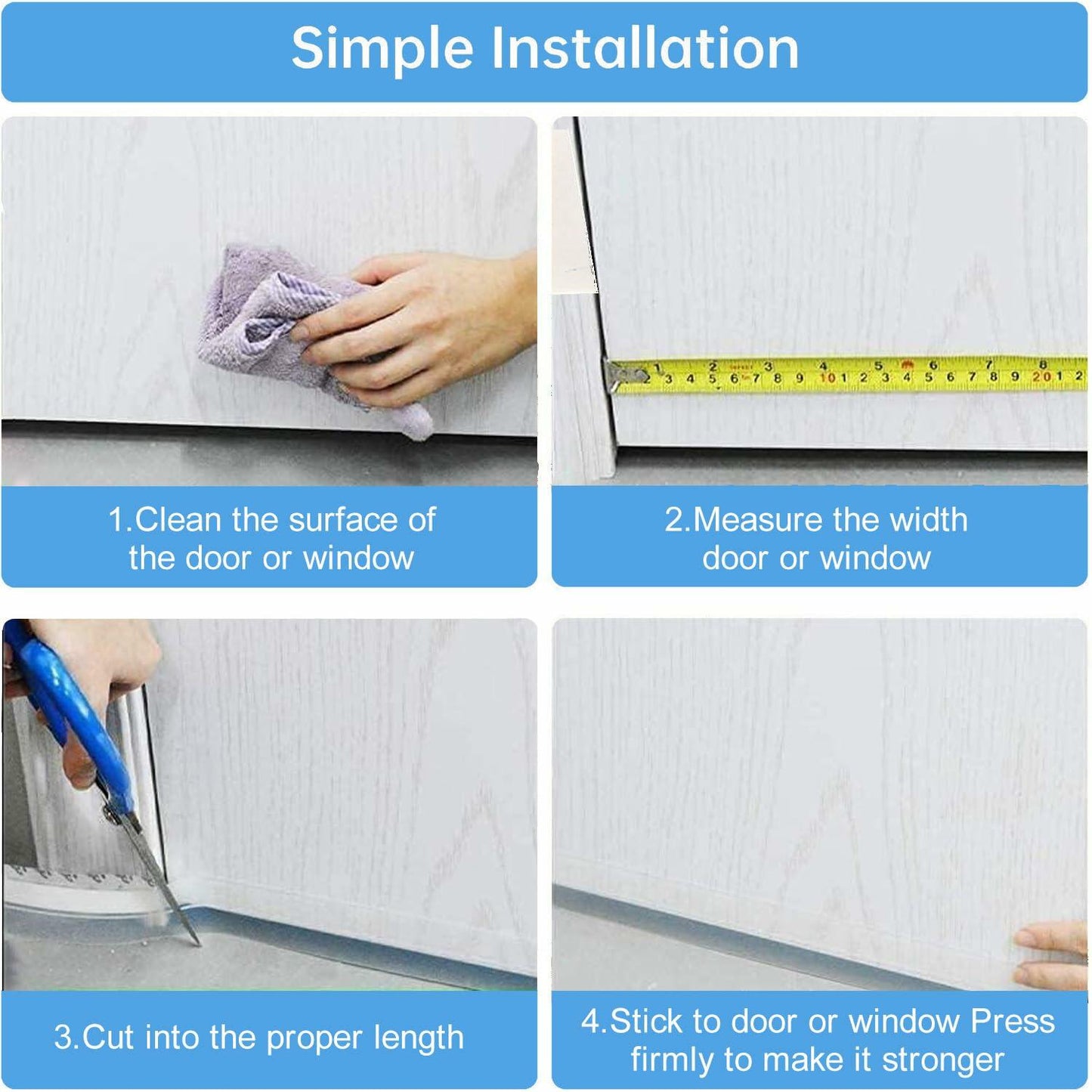 AIMIXUN Weather Stripping Door Seal Silicone Draft Stopper 16.4ft Clear