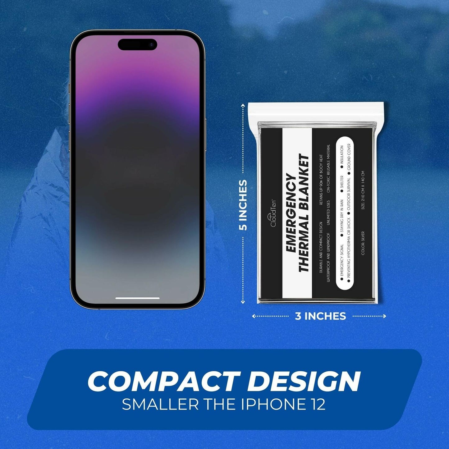 CloudTen Emergency Blanket Bundle 10 Tear Resistant Mylar Blankets Whistle