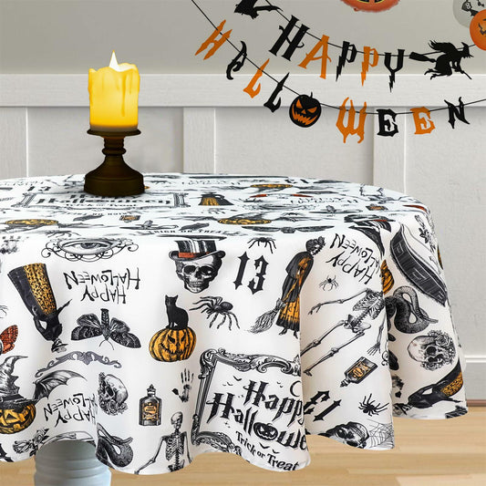 TOFWOF Halloween Waterproof Skeleton Spider Web Tablecloth 60x60 Inch