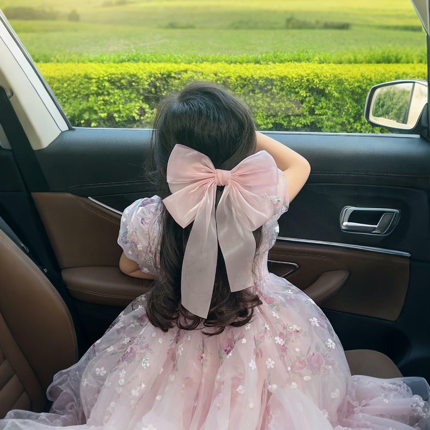 SCORYULE Bow Hair Clips 5PCS Multicolor Tulle Ribbon with Long Tails Girls Women