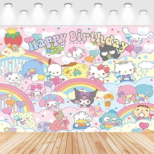 Generic Kawaii Kitty Birthday Party Banner Backdrop 5x3 Ft