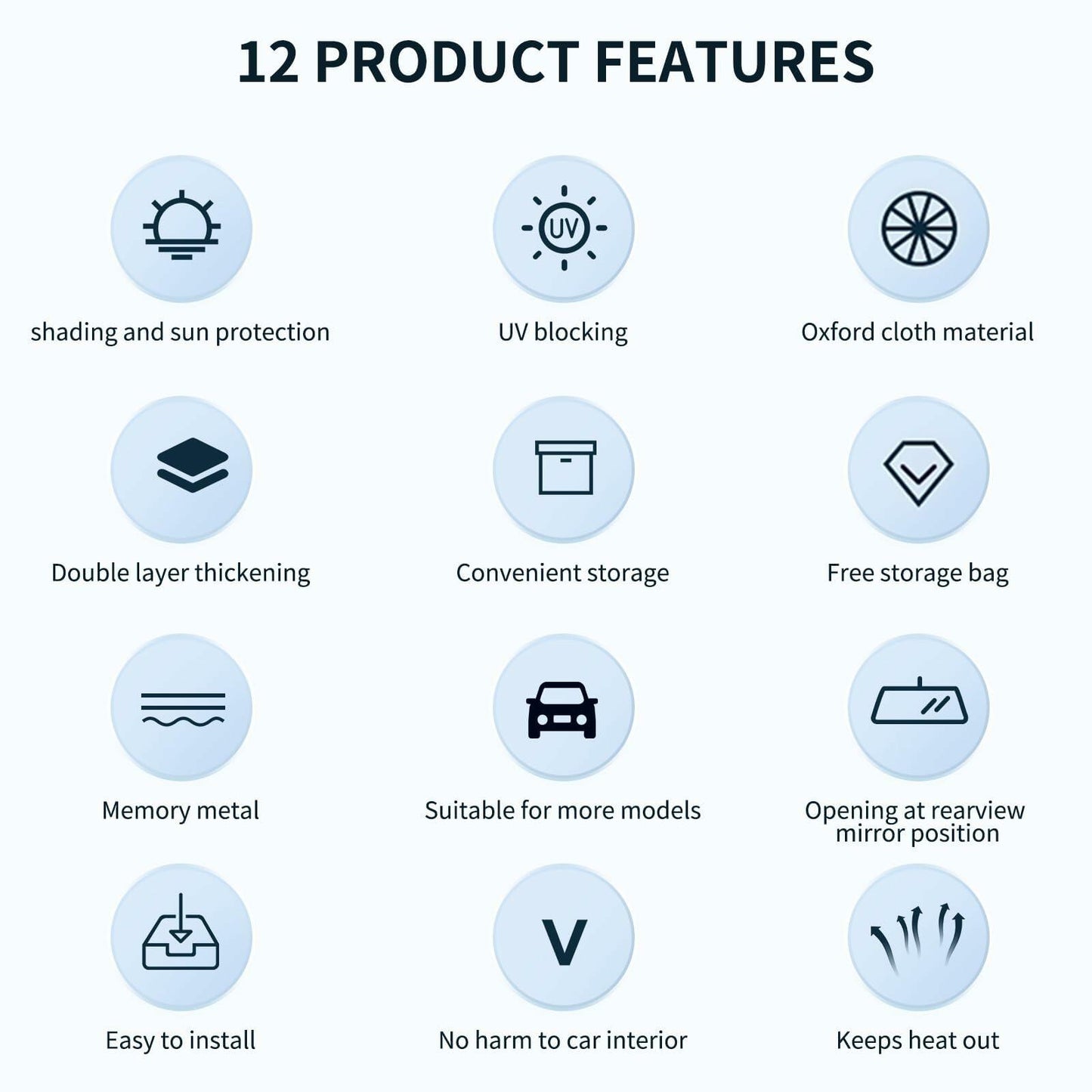 COFSODI Car Windshield Sunshade Double Thickened UV Protection Black