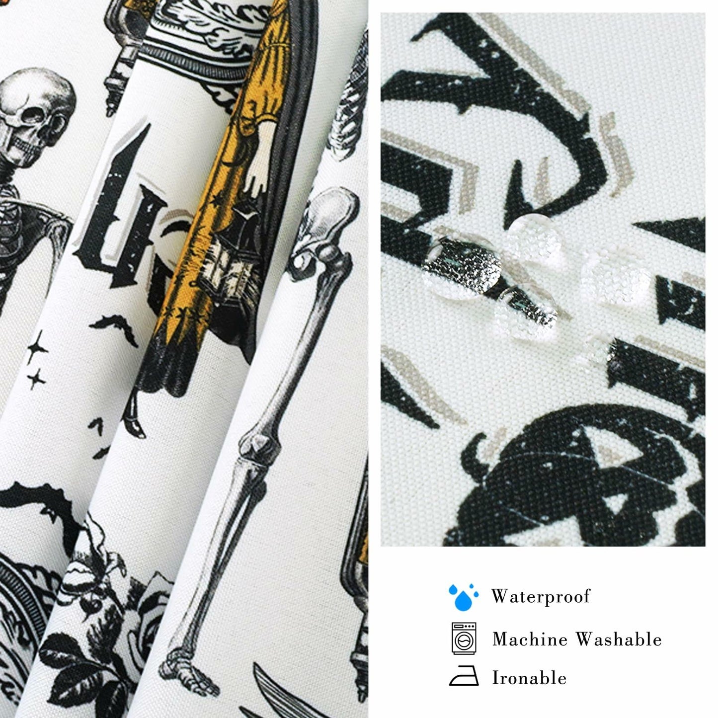 aoselan Halloween Waterproof Skeleton Spider Web Tablecloth 60x120 Inch