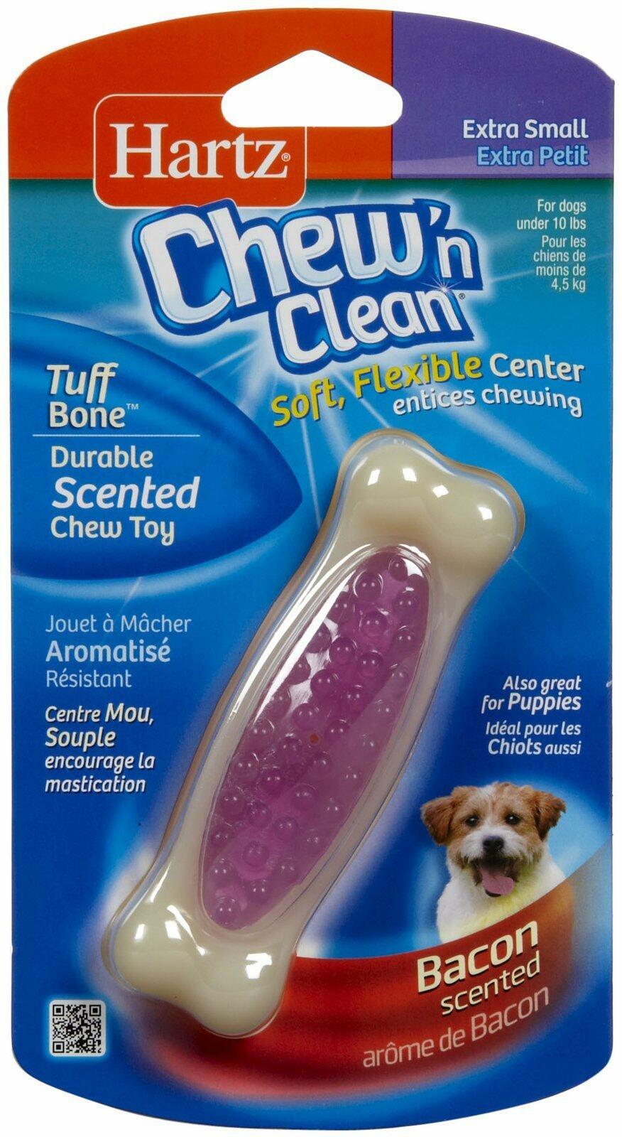 Hartz Chew 'n Clean Tuff Bone Bacon Scented Dental Dog Chew Toy Extra Small
