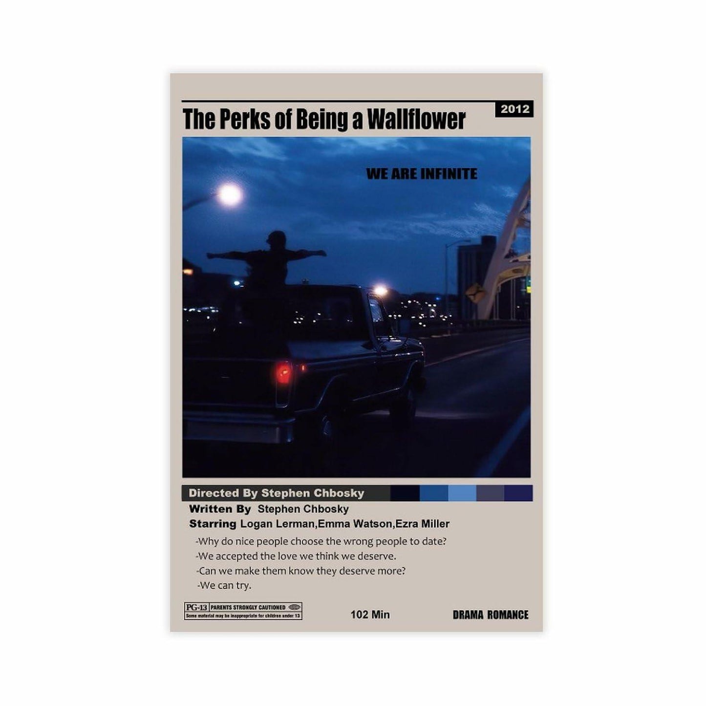 ELSARBEINA Perks of Being A Wallflower Canvas Poster 12x18in Earthy Tones