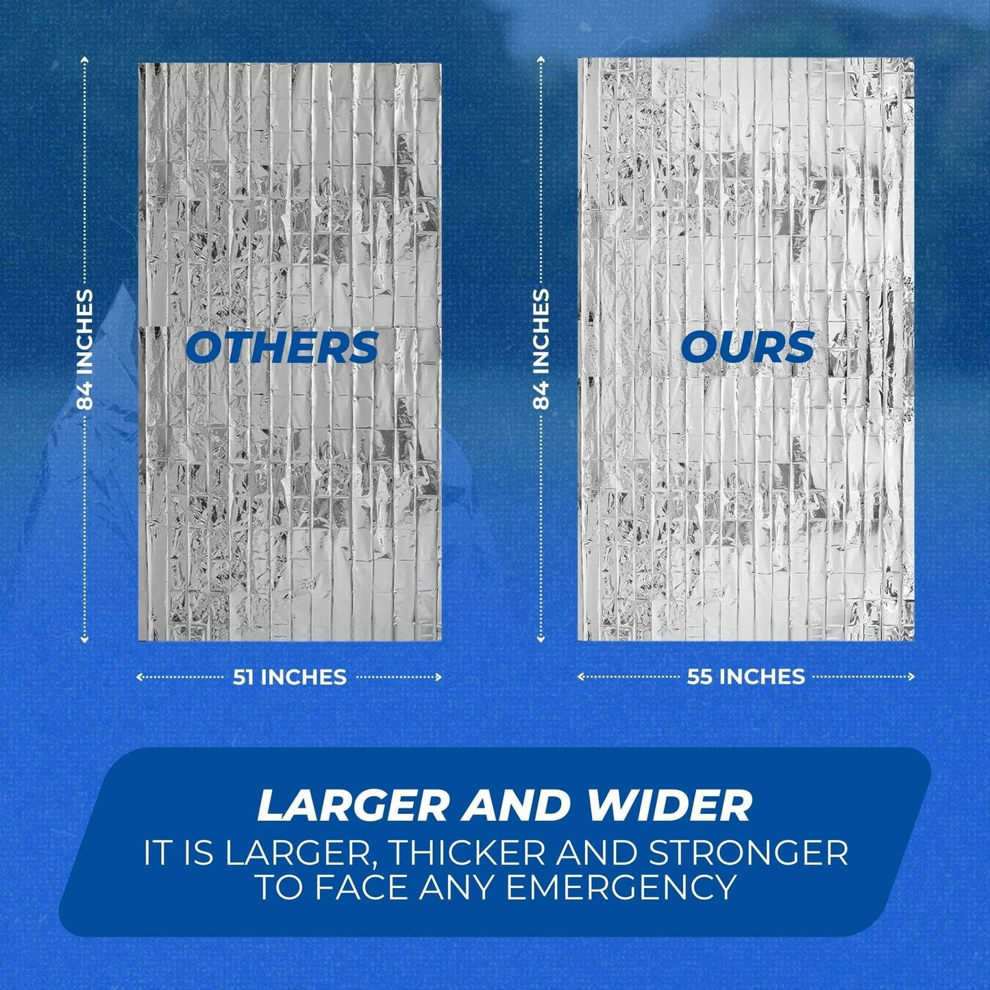 CloudTen Emergency Blanket Bundle 10 Tear Resistant Mylar Blankets Whistle