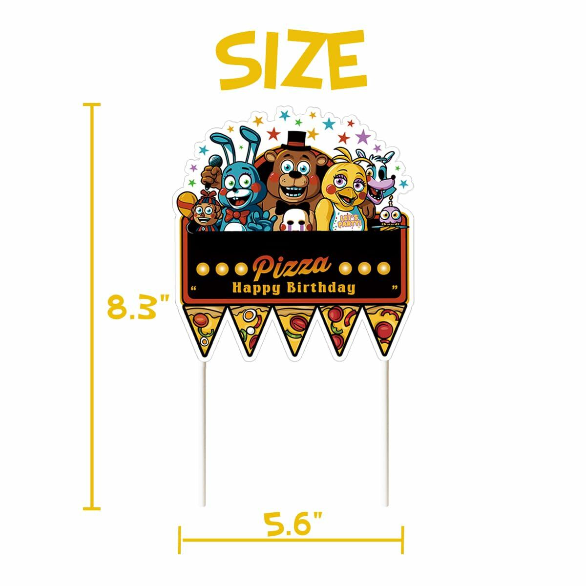 YISHIDA FNAF Happy Birthday Pizza Cake Topper Decoration 1 Count Paper