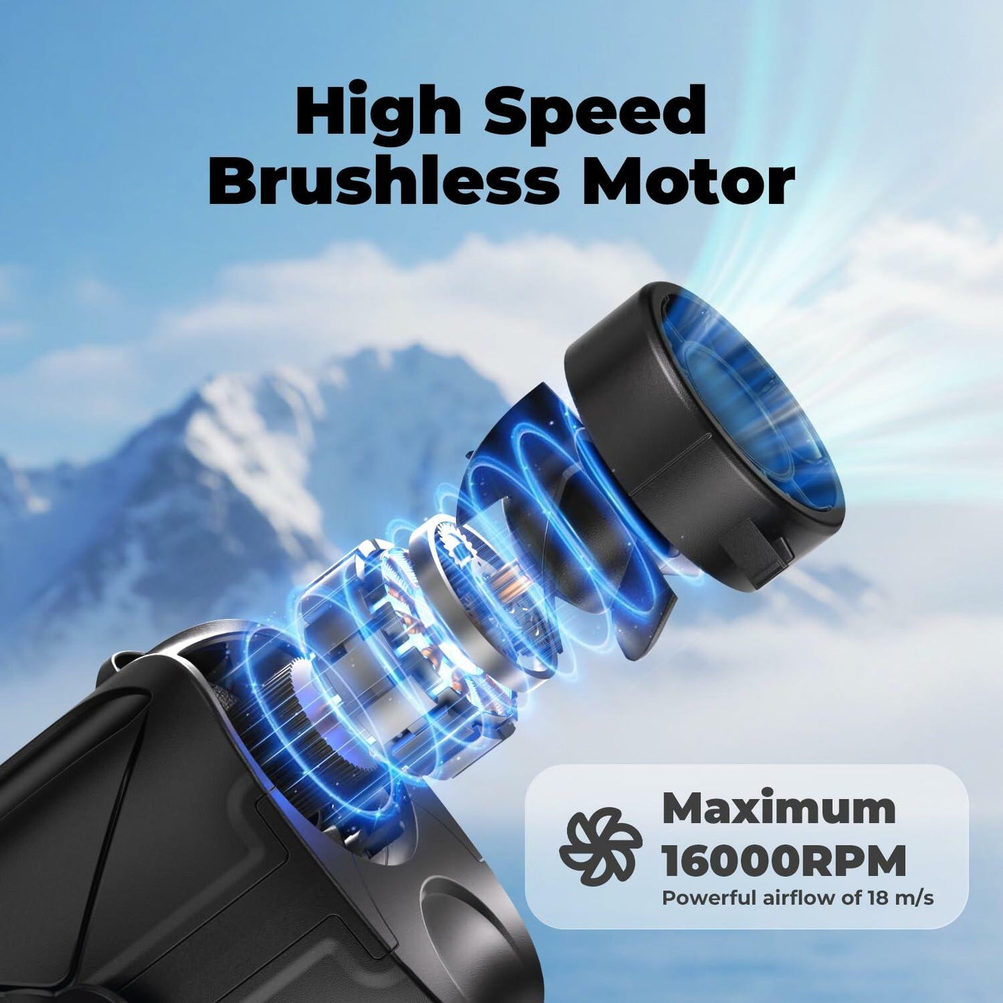 VOSFEEL 2025 Portable Waist Fan 10000mAh 6 Speeds 16000RPM Black