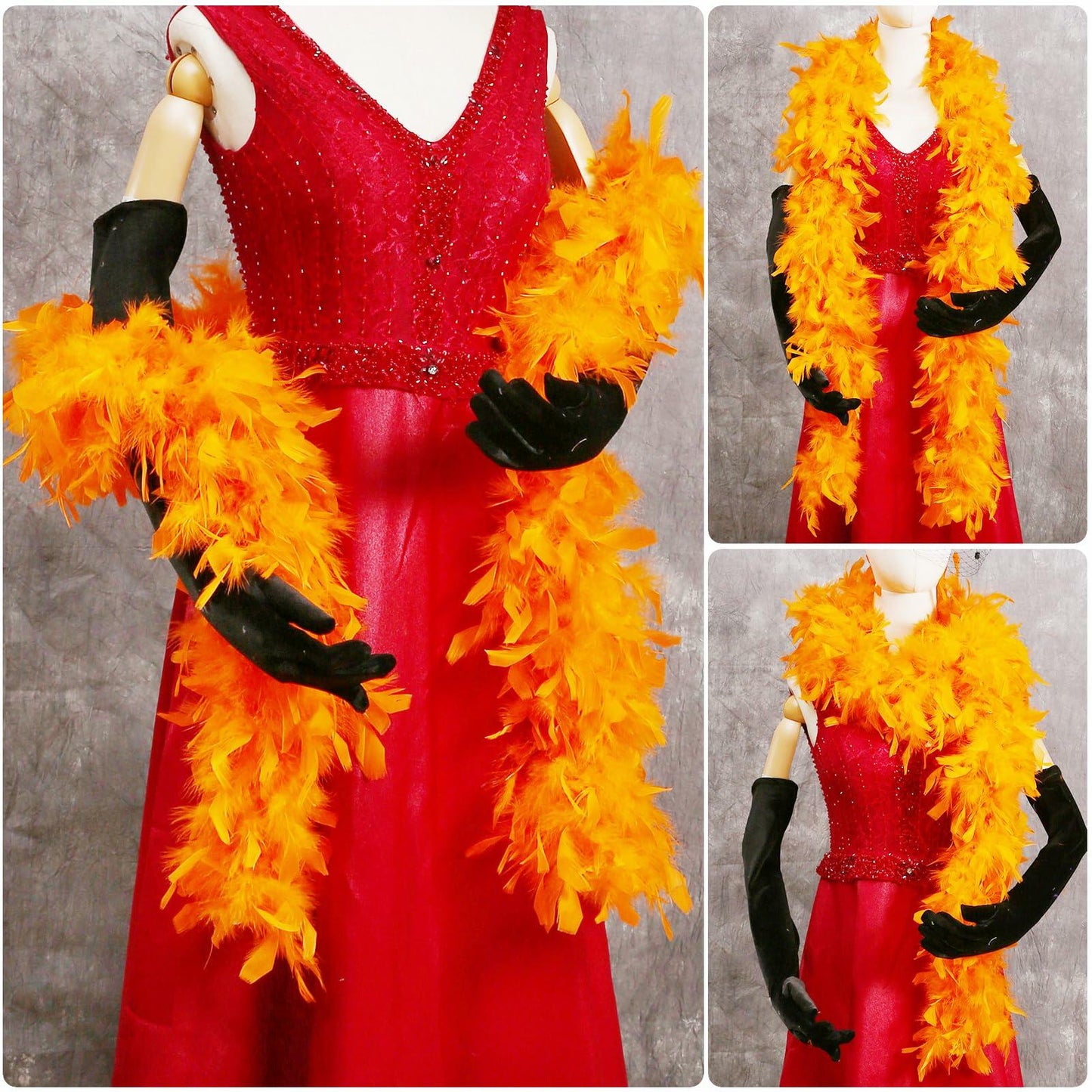 THARAHT Orange Chandelle Turkey Feather Boa 2 Yards 40g DIY Craft Party