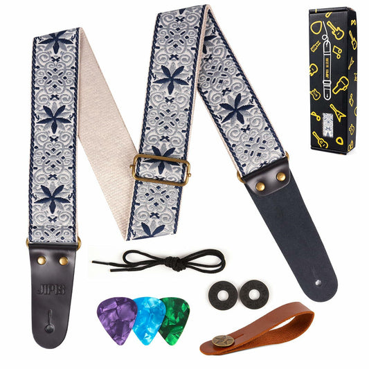 JIPIS Guitar Strap GS-89 with Head Strap 2 Buckles and 3 Picks Set