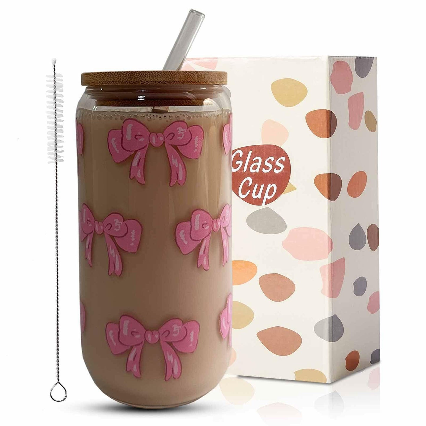 MEOGUTYI Cool Aunties Nephew 16oz Glass Can Shaped Cups with Lids & Straws