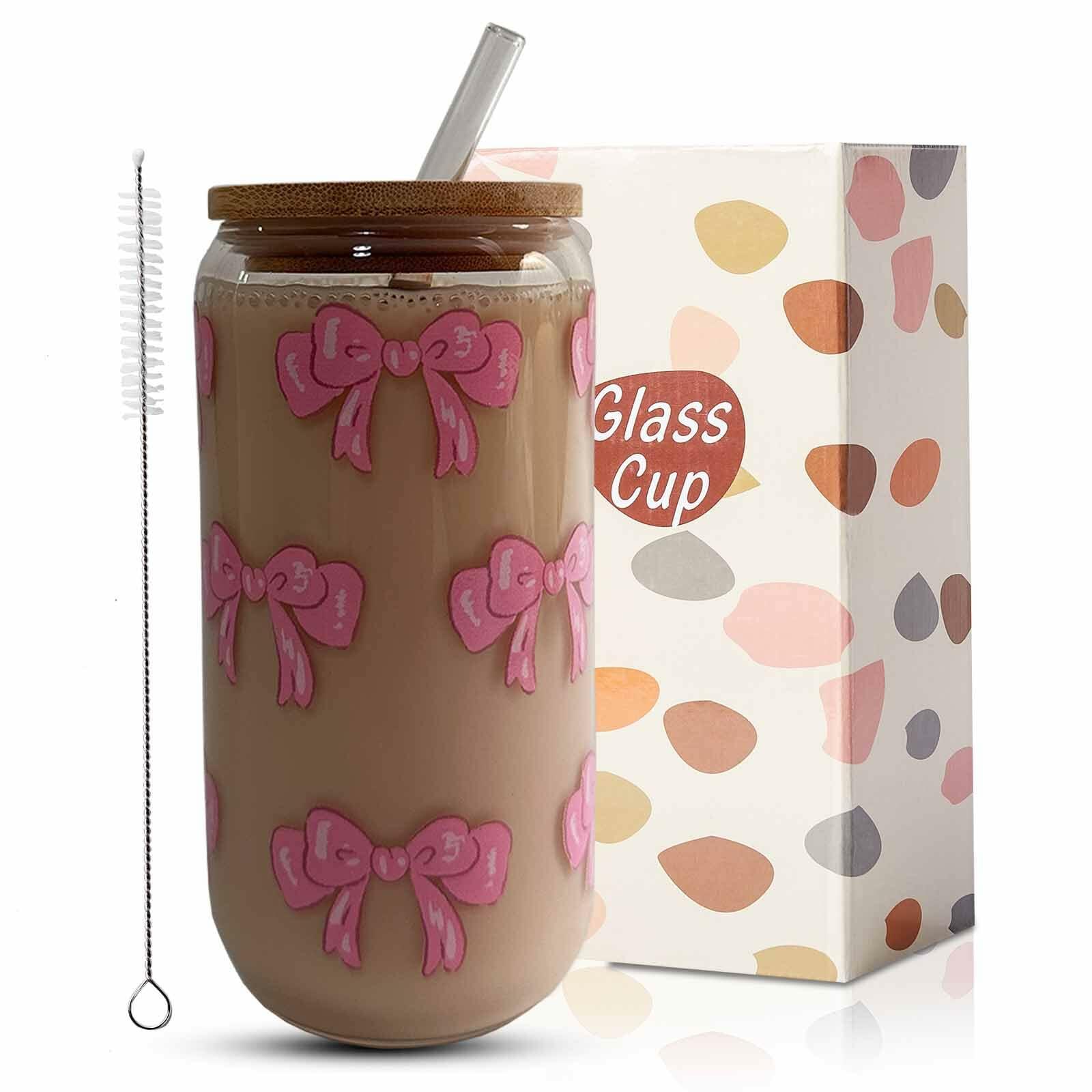 MEOGUTYI Cool Aunties Nephew 16oz Glass Can Shaped Cups with Lids & Straws