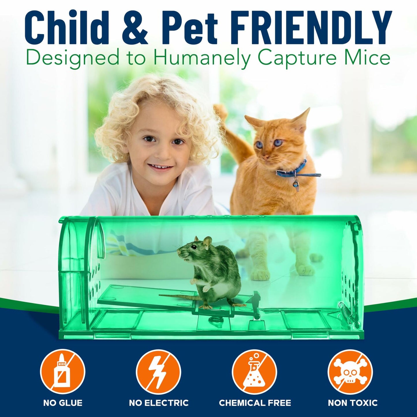 Campior Humane Mouse Trap Large No-Kill Indoor Catch-Release Green 2 Pack