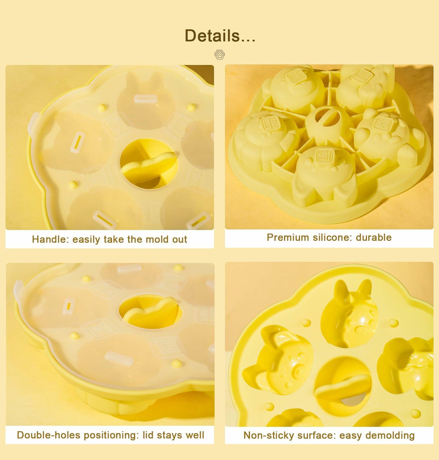 Generic 2 Pack Silicone Baking Molds Yellow Paw Green Zoo Small DIY Tool