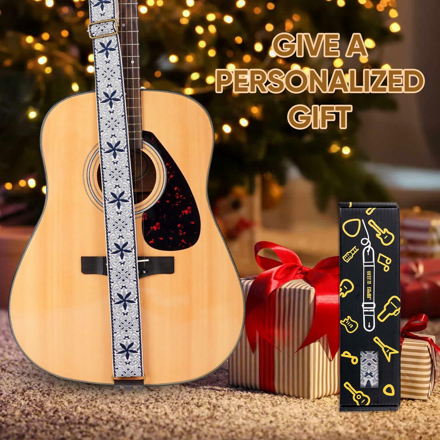 JIPIS Guitar Strap GS-89 with Head Strap 2 Buckles and 3 Picks Set