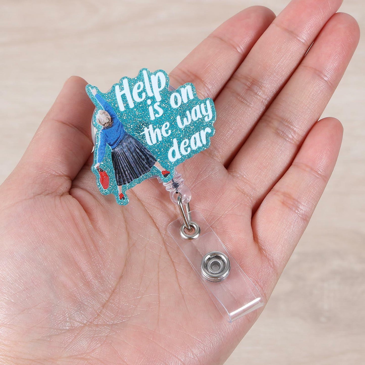 BEZTN Help is on The Way Dear Badge Reel Retractable ID Holder Nurse Gifts