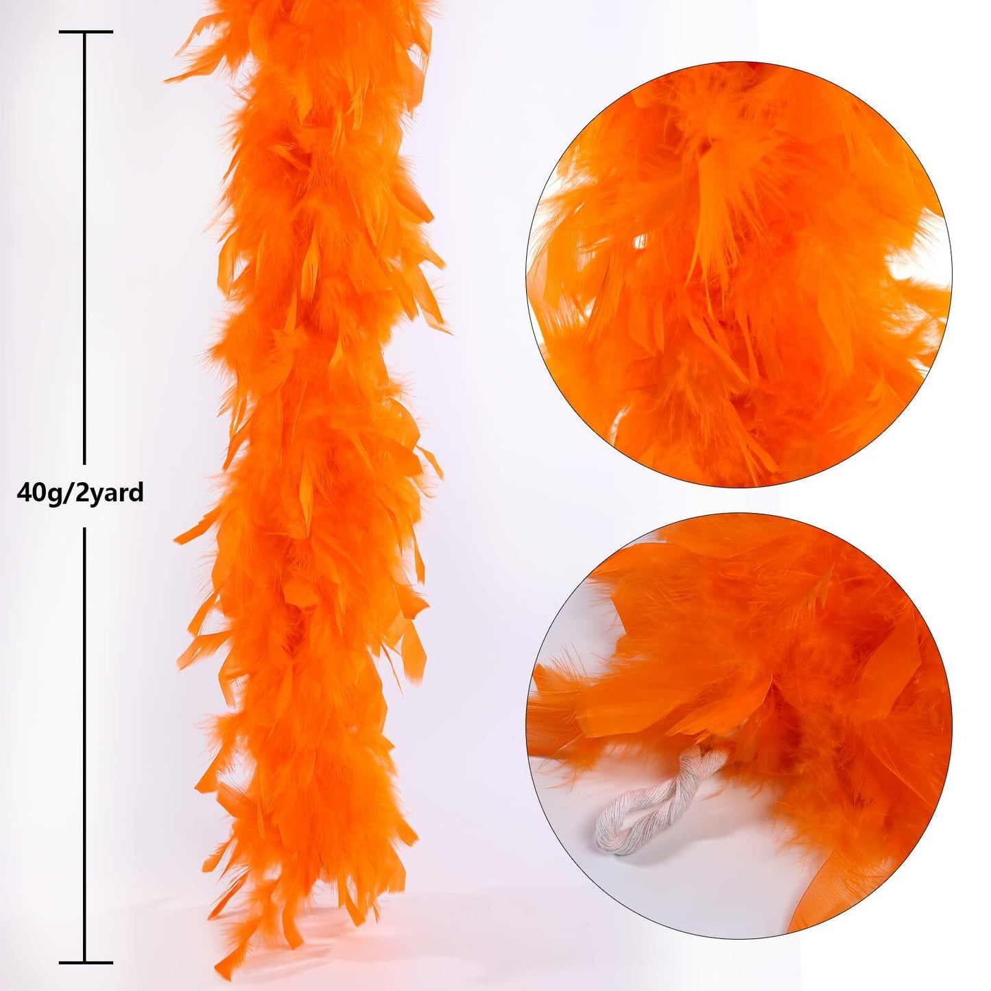 THARAHT Orange Chandelle Turkey Feather Boa 2 Yards 40g DIY Craft Party