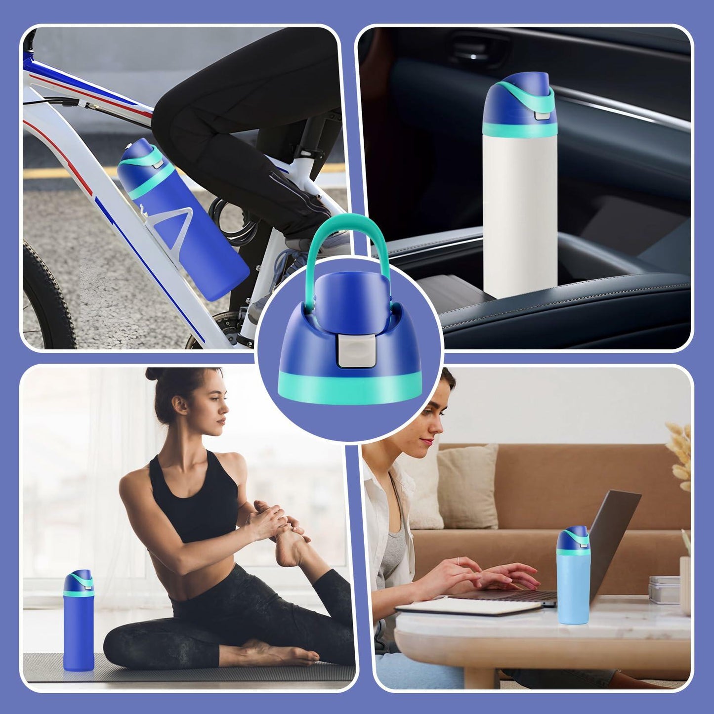 Ruzkq Replacement Lid for Owala Freesip Water Bottle Leakproof Dark Blue