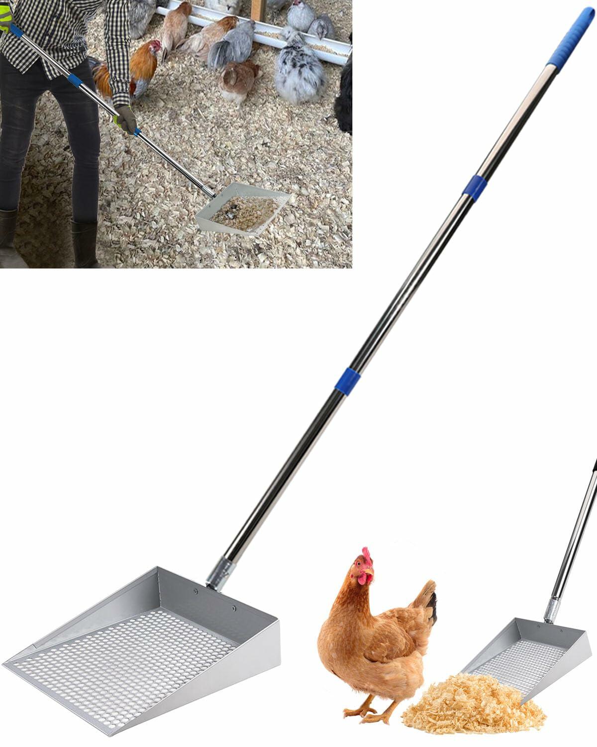 YQDHYLYH Metal Chicken Poop Scooper Heavy Duty Silver Large Coop Tool