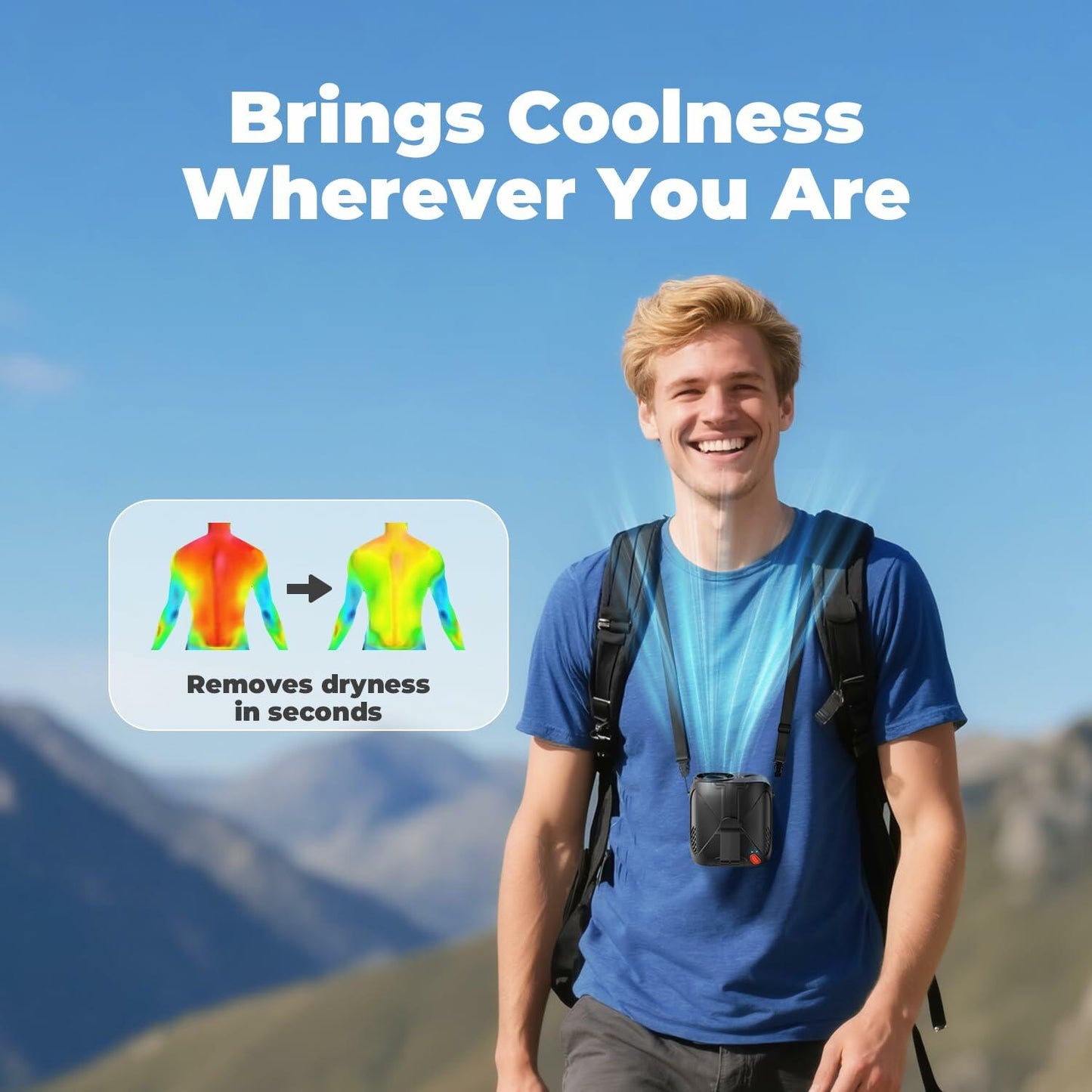 VOSFEEL 2025 Portable Waist Fan 10000mAh 6 Speeds 16000RPM Black