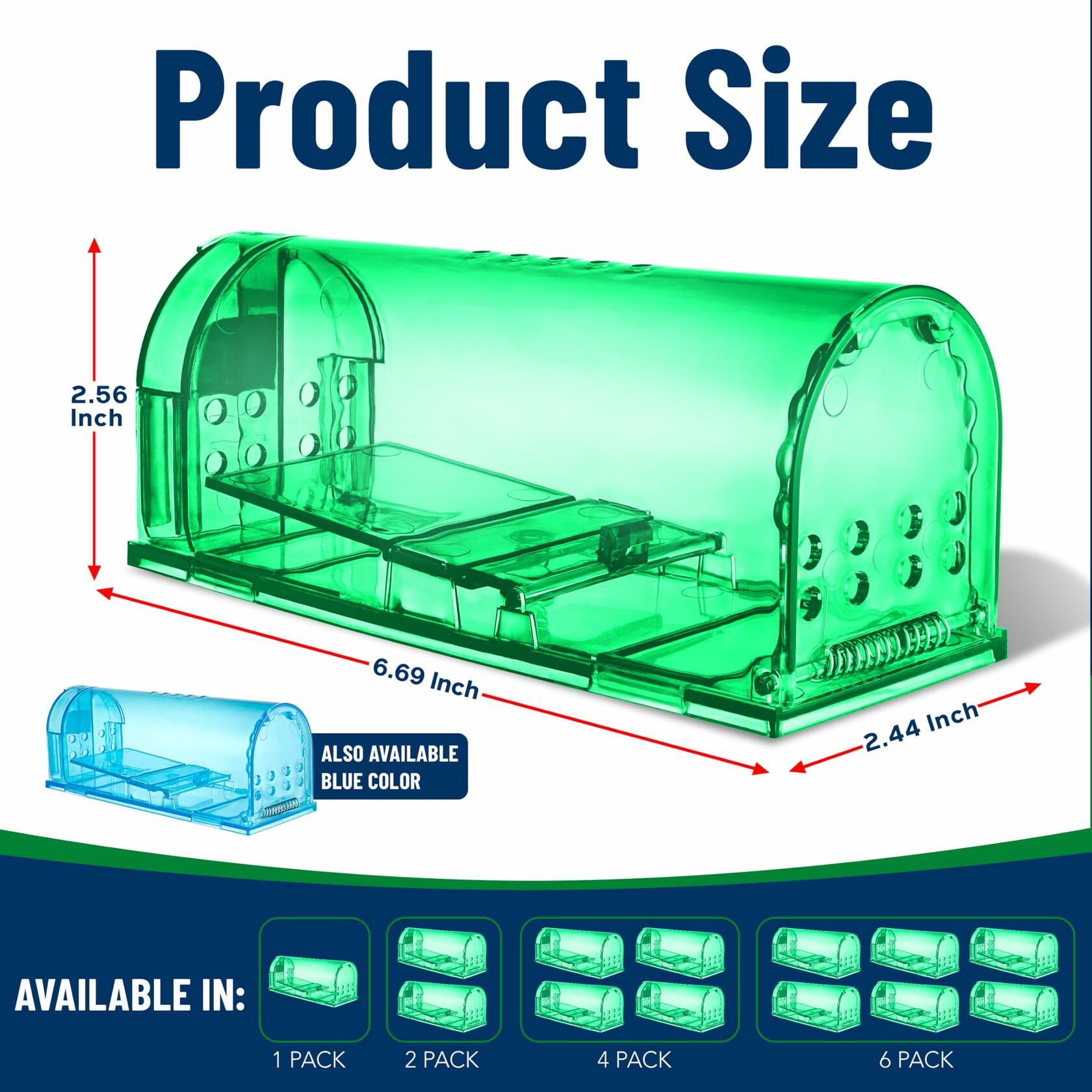 Campior Humane Mouse Trap Large No-Kill Indoor Catch-Release Green 2 Pack