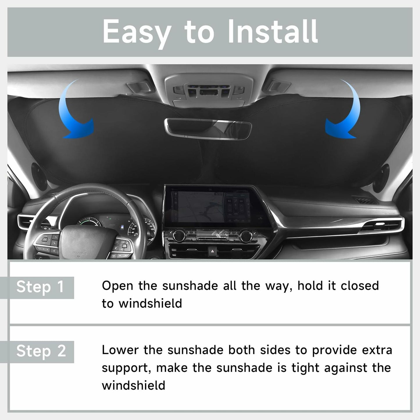 Hugeek Windshield Sun Shade for Mazda CX-50 2023-2025 Black Protector