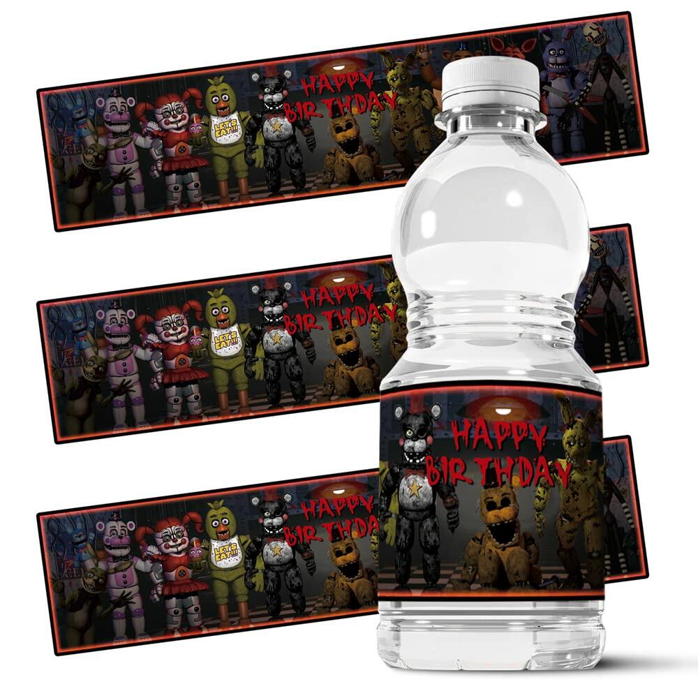 Valentina Buck Fnaf Water Bottle Labels Birthday Party Supplies Black 20 Count