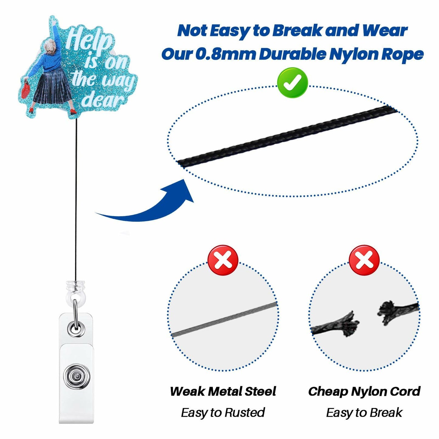 BEZTN Help is on The Way Dear Badge Reel Retractable ID Holder Nurse Gifts