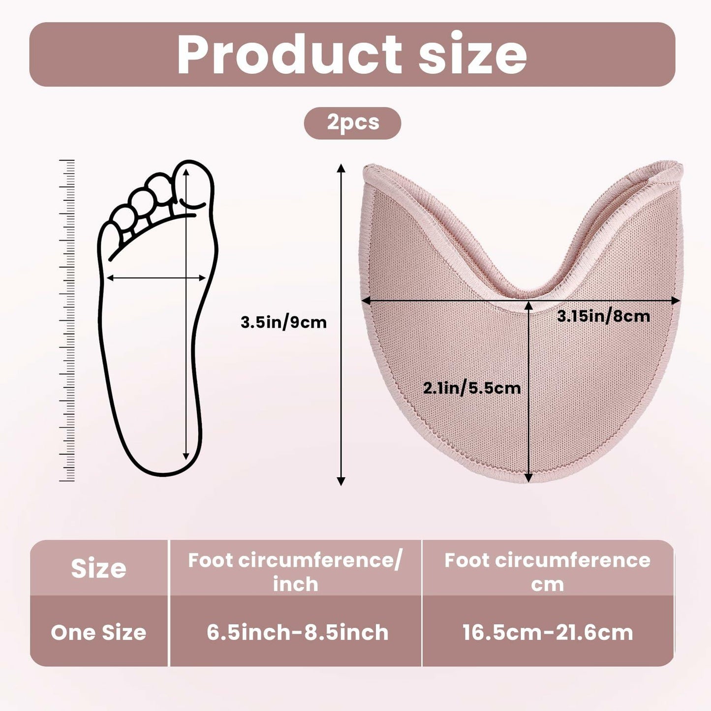 Prasacco Ballet Toe Pads Soft Breathable Elastic Reusable Size 6-9