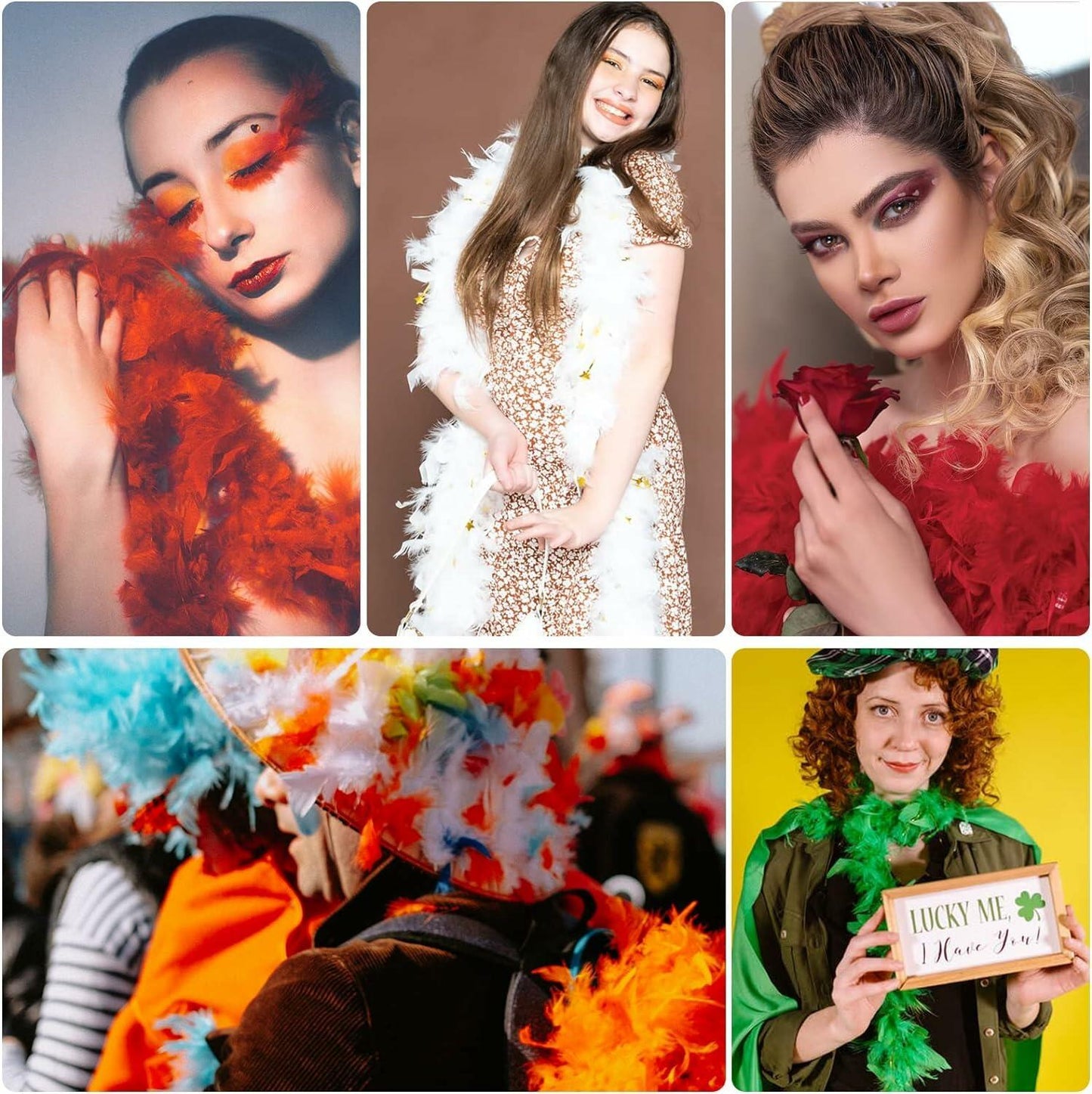 THARAHT Orange Chandelle Turkey Feather Boa 2 Yards 40g DIY Craft Party