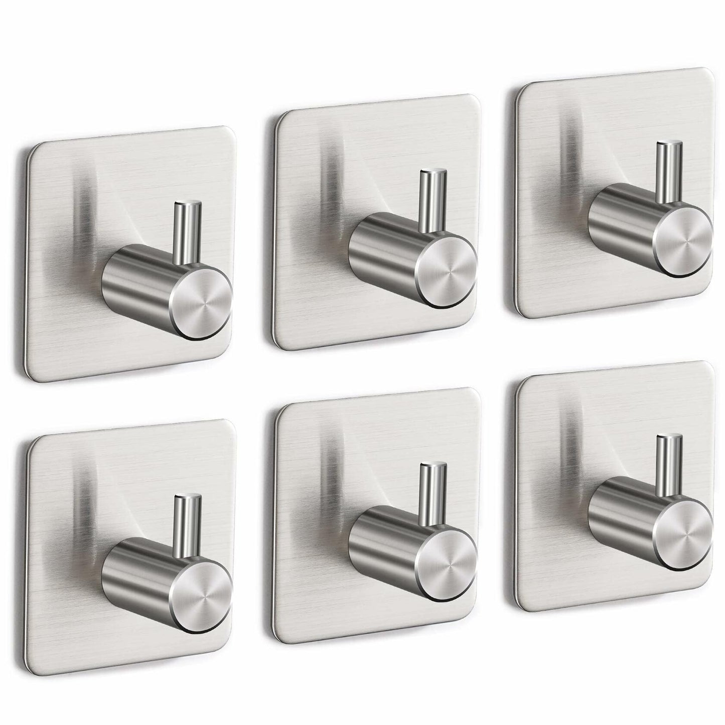 Eowihor 6 Pack Silver Stainless Steel Wall Hooks Heavy Duty Waterproof