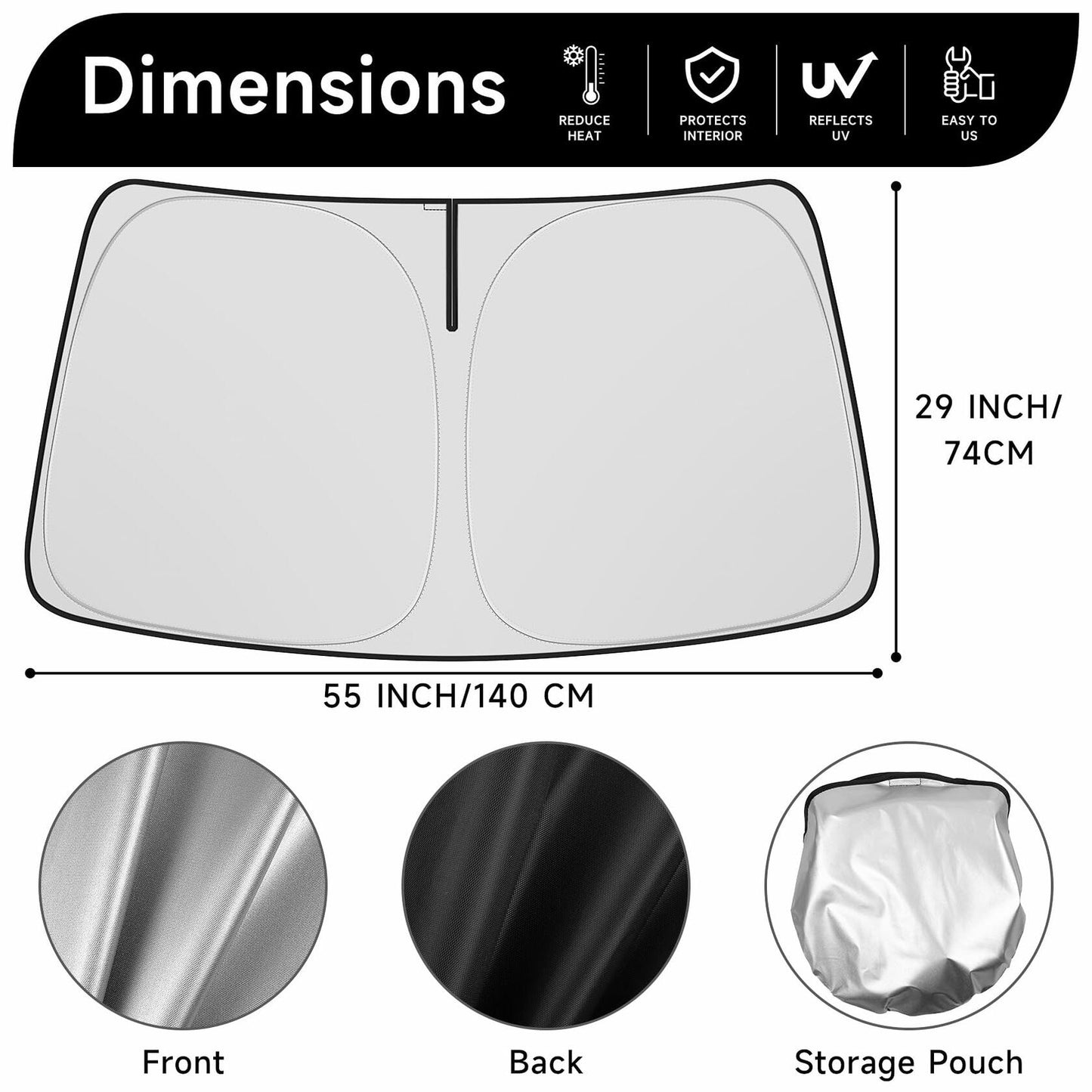 Hugeek Windshield Sun Shade for Mazda CX-50 2023-2025 Black Protector