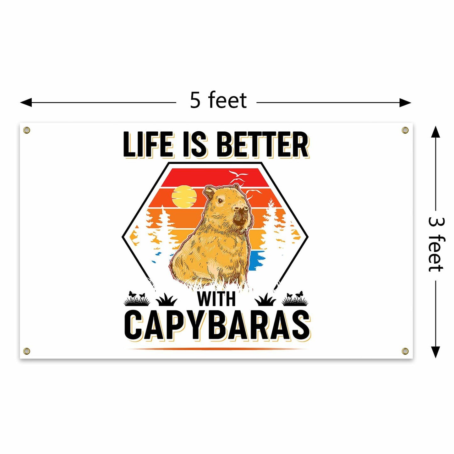 NUCTKP Capybara Life Is Better Wall Tapestry 3x5ft Brass Grommets