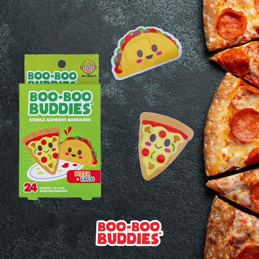 Boo Boo Buddies Kids Adhesive Bandages Pizza Taco 24 Count Sterile