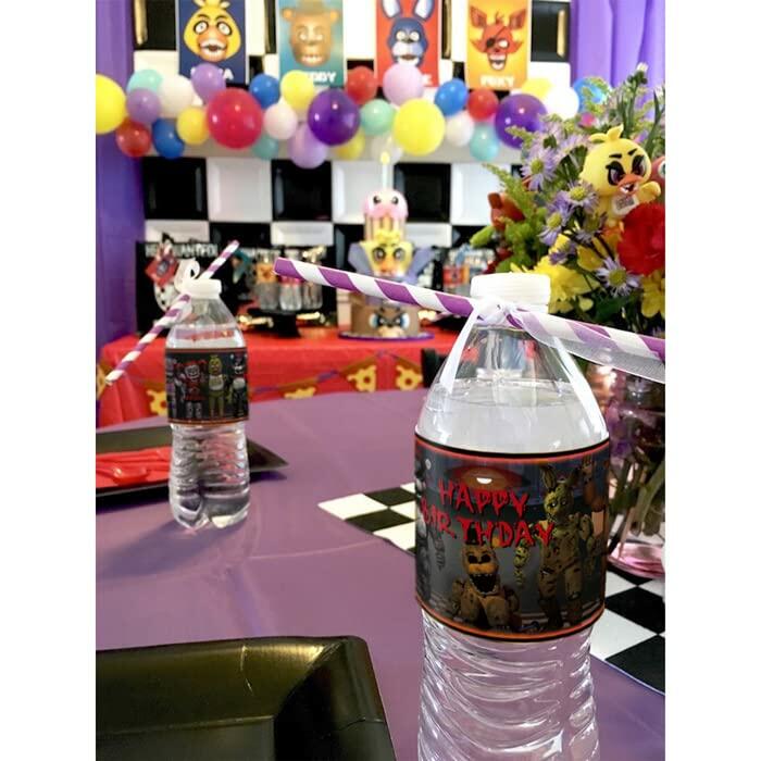 Valentina Buck Fnaf Water Bottle Labels Birthday Party Supplies Black 20 Count