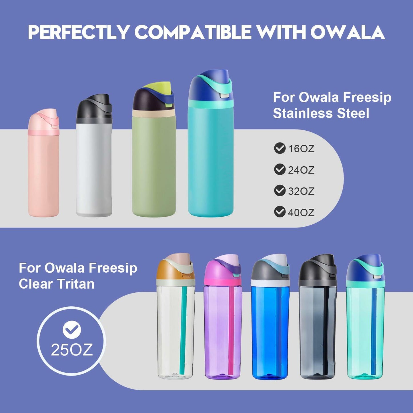 Ruzkq Replacement Lid for Owala Freesip Water Bottle Leakproof Dark Blue