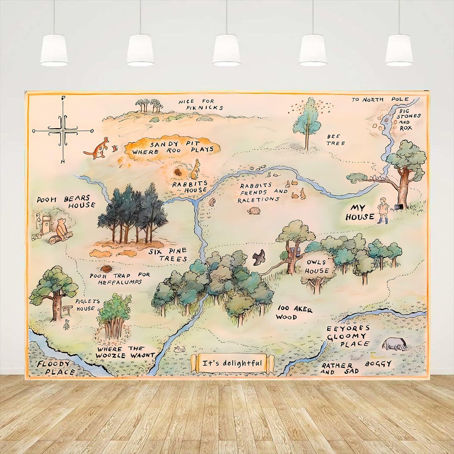 100 Acre Woods Baby Shower Backdrop 7x5ft Cartoon Photography Props