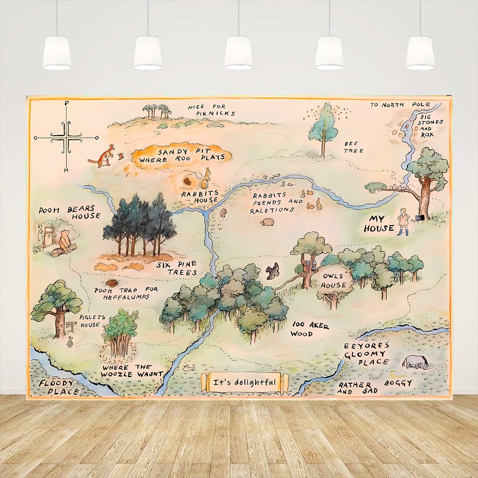 100 Acre Woods Baby Shower Backdrop 7x5ft Cartoon Photography Props