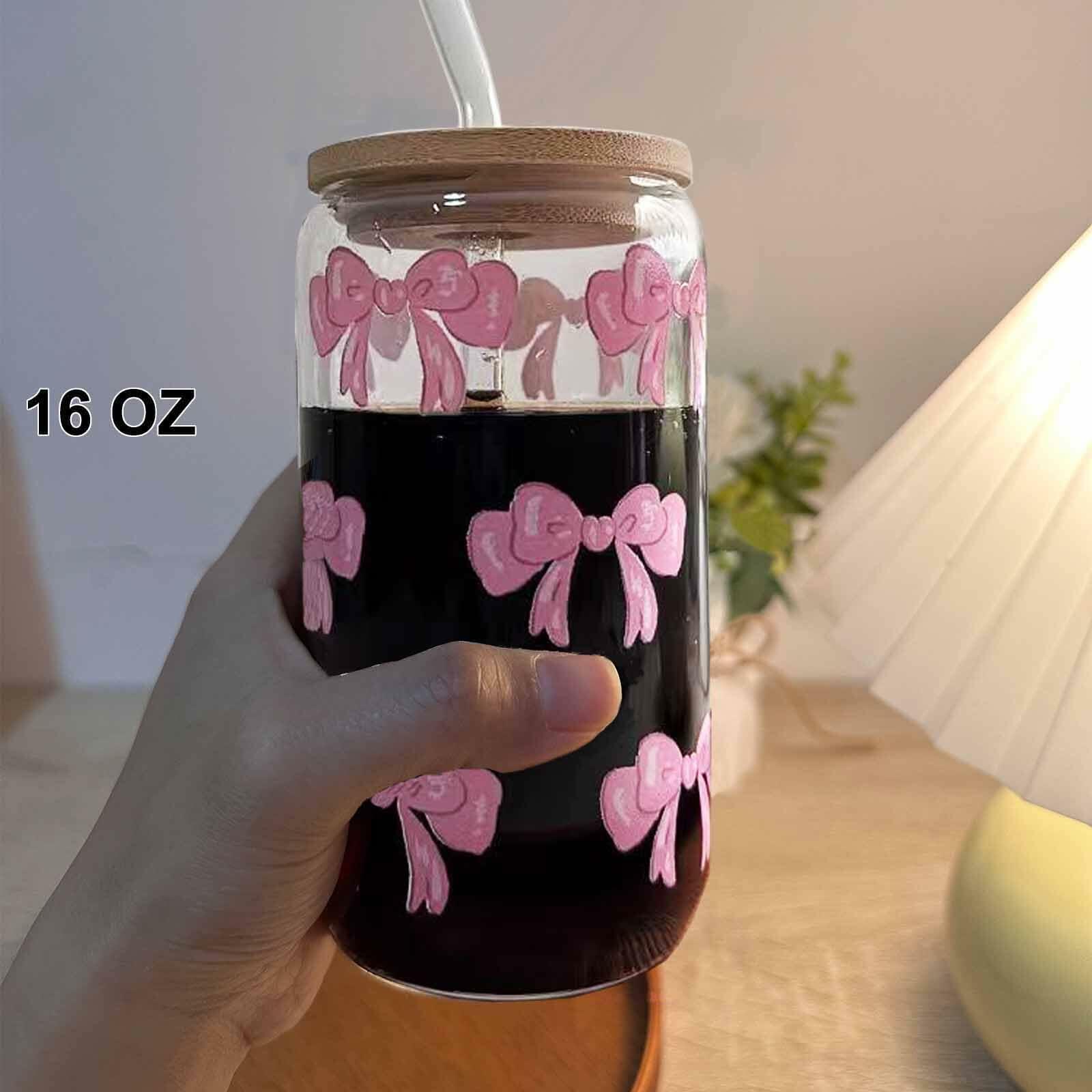 MEOGUTYI Cool Aunties Nephew 16oz Glass Can Shaped Cups with Lids & Straws