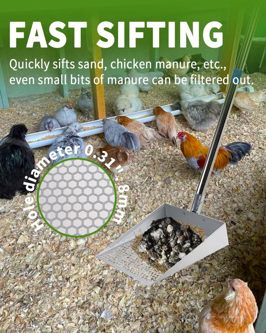 YQDHYLYH Metal Chicken Poop Scooper Heavy Duty Silver Large Coop Tool