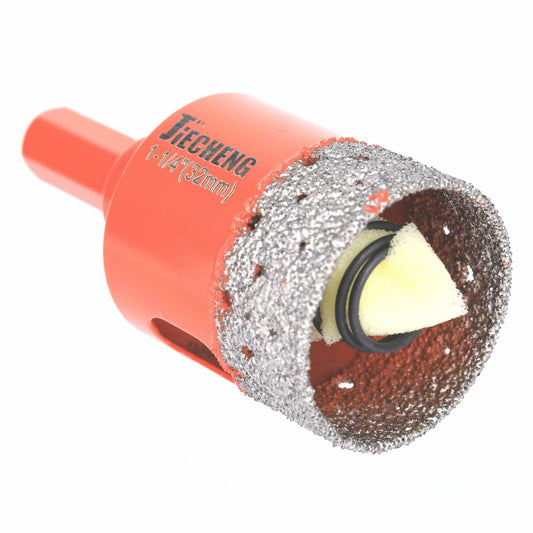 JIECHENG 1-1/4" Diamond Hole Saw 32mm Red for Ceramic Glass Tile Marble