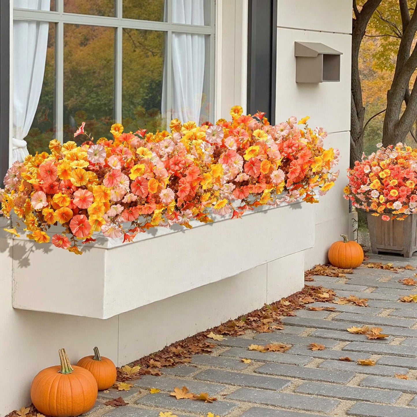 HyeFlora Artificial Mums Fall Flowers 12 Bundles Silk Morning Glory Mix