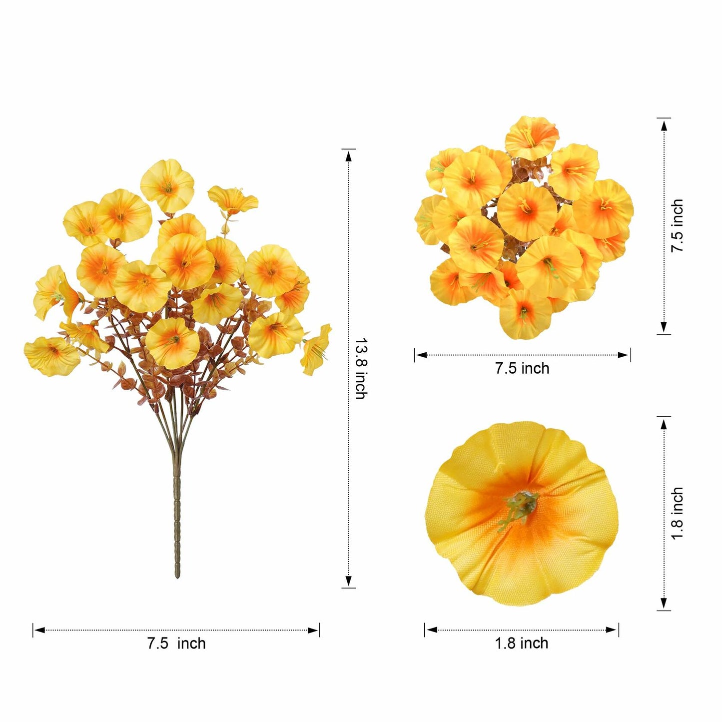 HyeFlora Artificial Mums Fall Flowers 12 Bundles Silk Morning Glory Mix